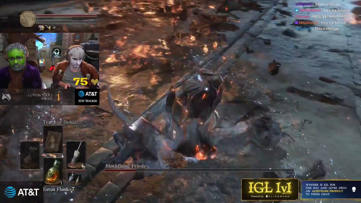 After only 5 attempts, Ludwig and Squeex have taken down Sister Friede!! Which means they only have to complete The Ringed City DLC to finish the challenge 👀