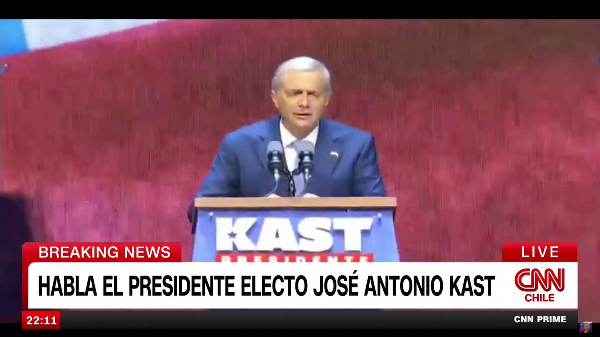🇨🇱 | José Antonio Kast, Presidente electo de Chile: "Voy a ser el Presidente de todos los chilenos, sin exclusión".