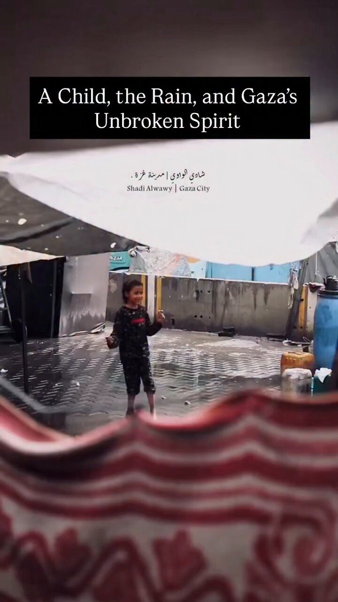 A little girl dancing in the rain of Gaza, a fragile moment of joy in a world that tried to steal it.