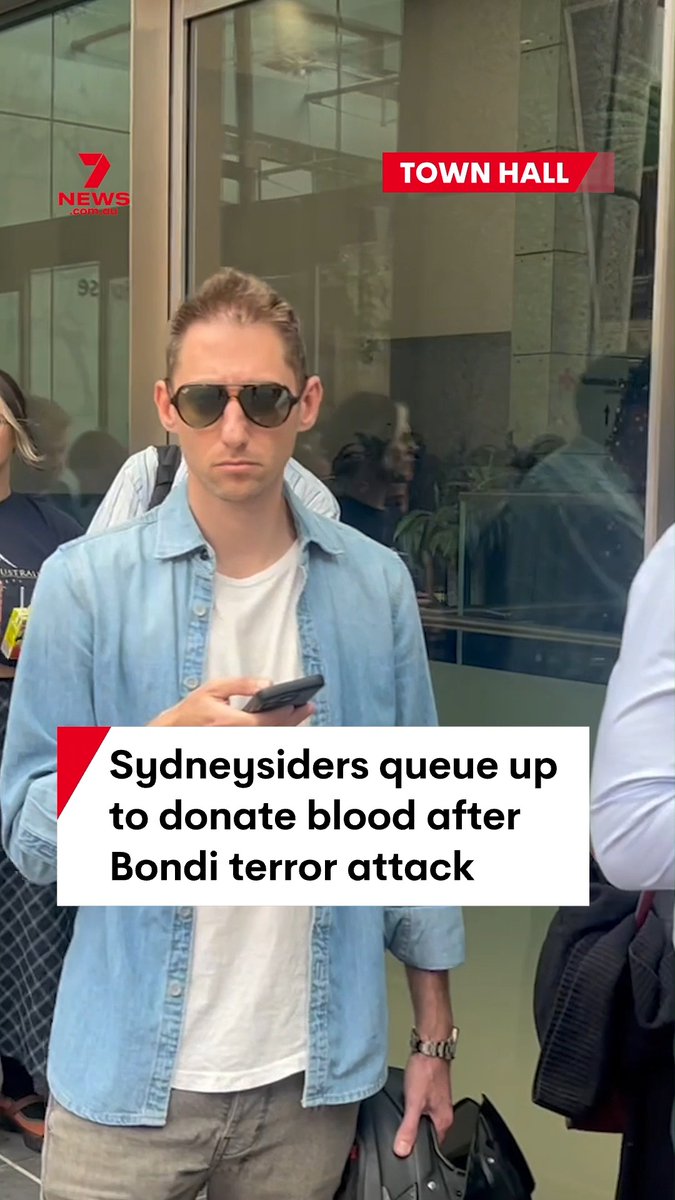 BREAKING: Hundreds show up to a blood bank in Sydney, Australia to donate blood to the victims of the Bondi Beach terrorist attack.