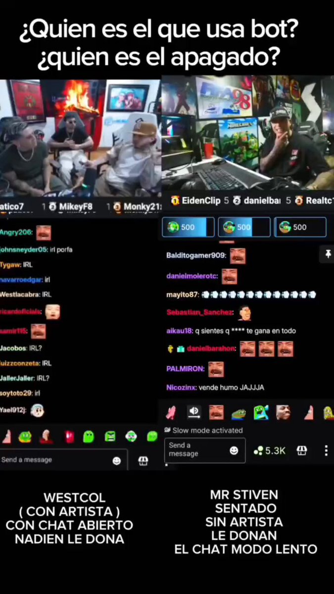 Westcol sentado con artistas apenas llega a 11K, mientras Stiven, solo haciendo just chatting con su gente, mete 27K. Entonces la pregunta es clara: ¿quién es el que usa bots? Hace unos días uno tenía 60K y de la nada no pasa ni los 20K, ni siquiera con artistas invitados. ¿Quién es el que infla números? JAJA, ni hablar del chat, se mueve mas el de un streamer con 100 espectadores que el de WestCol estando en modo rápido 🤣.
