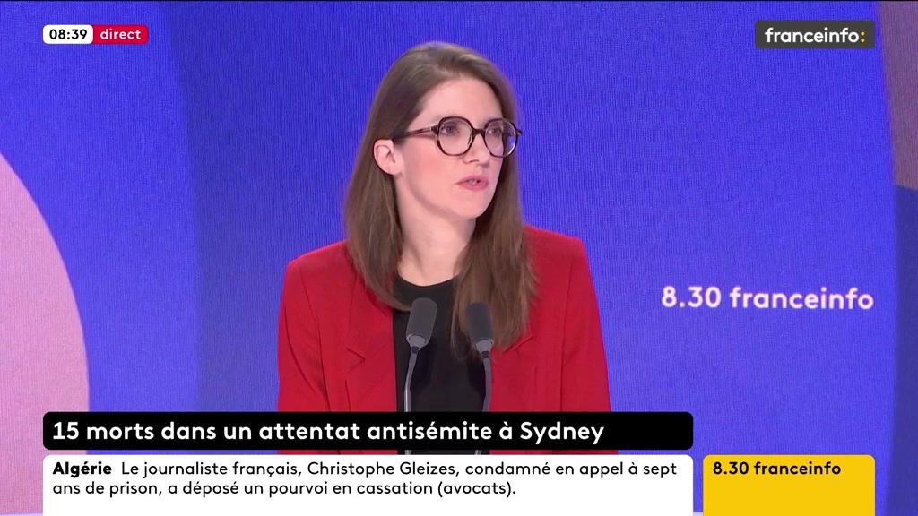 🔴 Attentat antisémite à Sydney ➡️ "L'antisémitisme ce n'est pas un dérapage. L'antisémitisme, c'est une stratégie électorale et le problème, c'est qu'une fois que vous avez épuisé tous les mots, ils restent les balles. Et c'est ça qui s'est produit hier [...]", dit Aurore Bergé