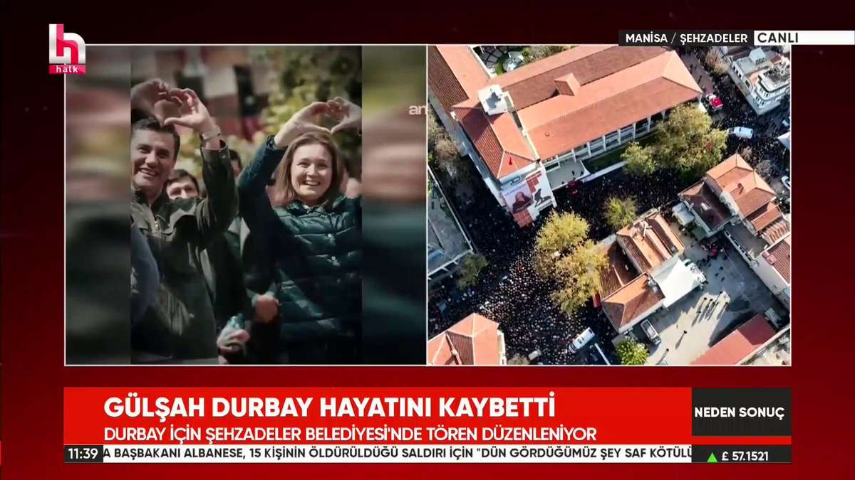 Özgür Özel boğazı düğümlenerek konuştu: Yeter artık! Bundan sonra güzel bir gün görelim... "'Çok acıklı bir hikaye yazdık' demiş son sözlerinde. Böyle bitti yani... Hepimizin başı sağ olsun ve bir yerde dursun artık. İnsanlar bir oyunu Ferdi'ye bir oyunu Gülşah'a verdi. Biz 6 ayda bir tabut bayraklıyoruz. Yeter artık! Bundan sonra güzel bir gün görelim..." 📍 Şehzadeler Belediye Başkanı Gülşah Durbay için belediye önünde tören düzenleniyor