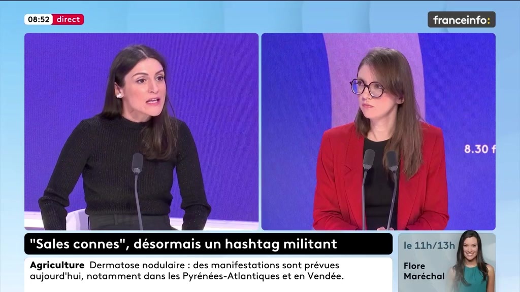 🔴 "Sales connes" désormais un hashtag militant ➡️ "Je n'aime pas l'idée que des propos qui soient pris dans les coulisses deviennent une actualité. [...] Je n'ai aucun doute sur l'engagement personnel qui est le sien dans la lutte contre les violences", dit Aurore Bergé