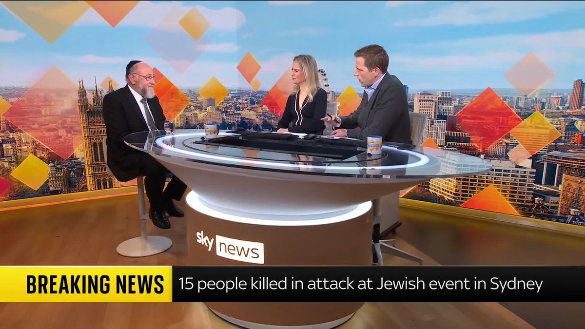 🗣️ "It was the kind of thing we knew was inevitable" Chief Rabbi Sir Ephraim Mirvis Sir Ephraim Mirvis reacts to the attack at a Jewish event in Sydney and calls for the PM to do more against hate speech, policing and social media ⬇️
