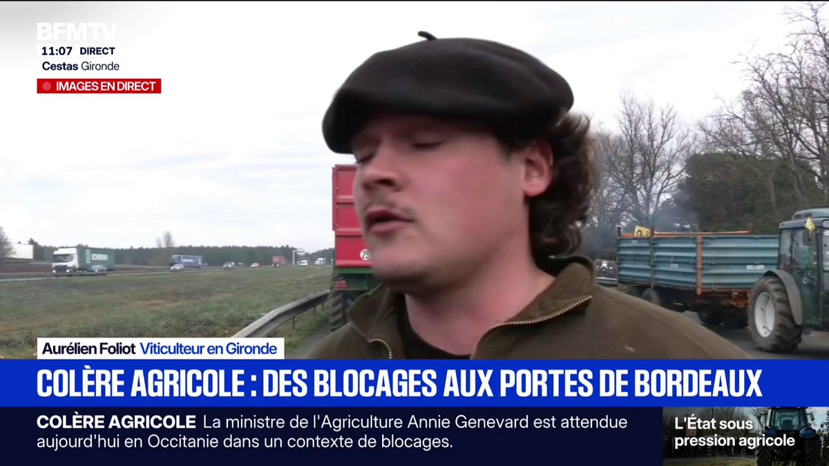 💬 "On se sert les coudes entre agriculteurs" Des viticulteurs venus soutenir les éleveurs sur le point de blocage à Cestas en Gironde