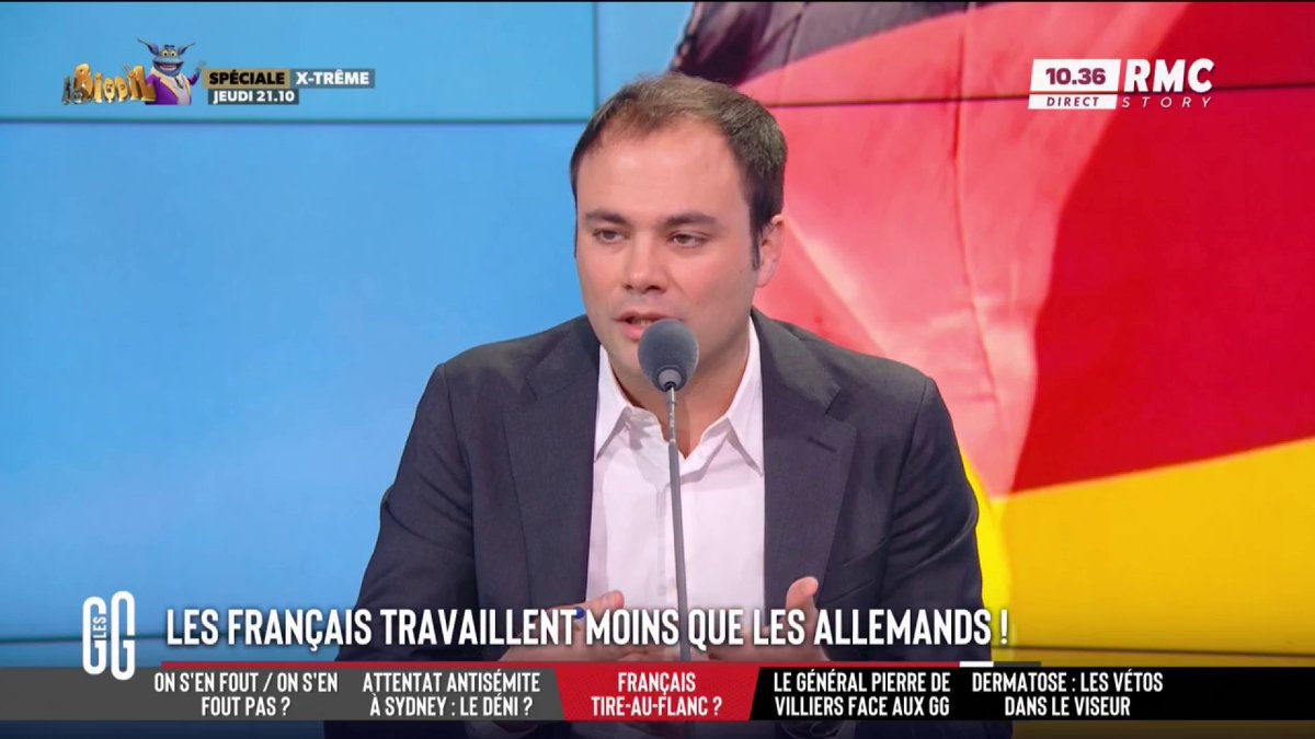 #⌛️ Les Français travaillent moins que les Allemands 🗣️ Charles Consigny : "Partout dans le monde vous trouvez des magasins ouverts le soir, à l'heure du déjeuner, le dimanche. En France non, et ça montre la rigidité de notre système et qu'on est contre le travail."