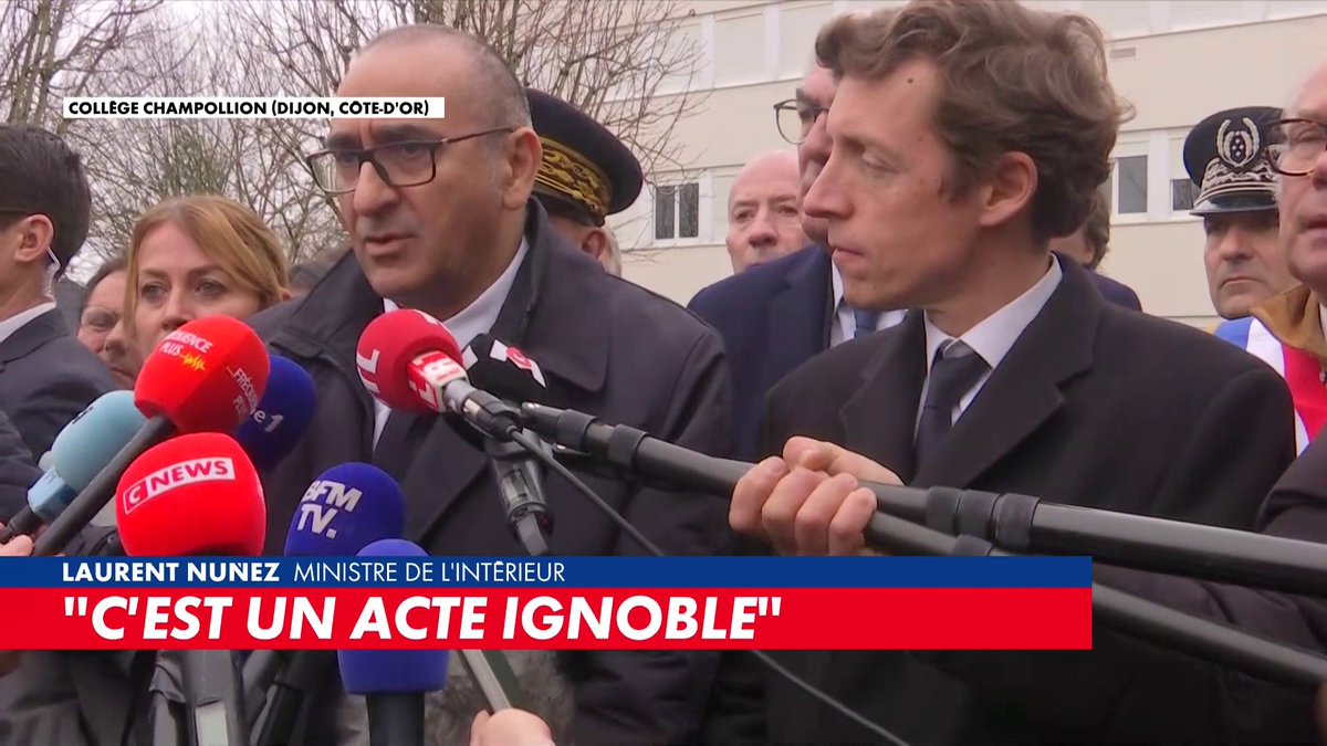 Collège incendié à Dijon : «On ne lâchera rien. Partout sur le territoire national, il y a une guerre à mener, on gagne beaucoup de batailles (...) Rien n'intimide le gouvernement de la France», exhorte Laurent Nuñez, ministre de l'Intérieur