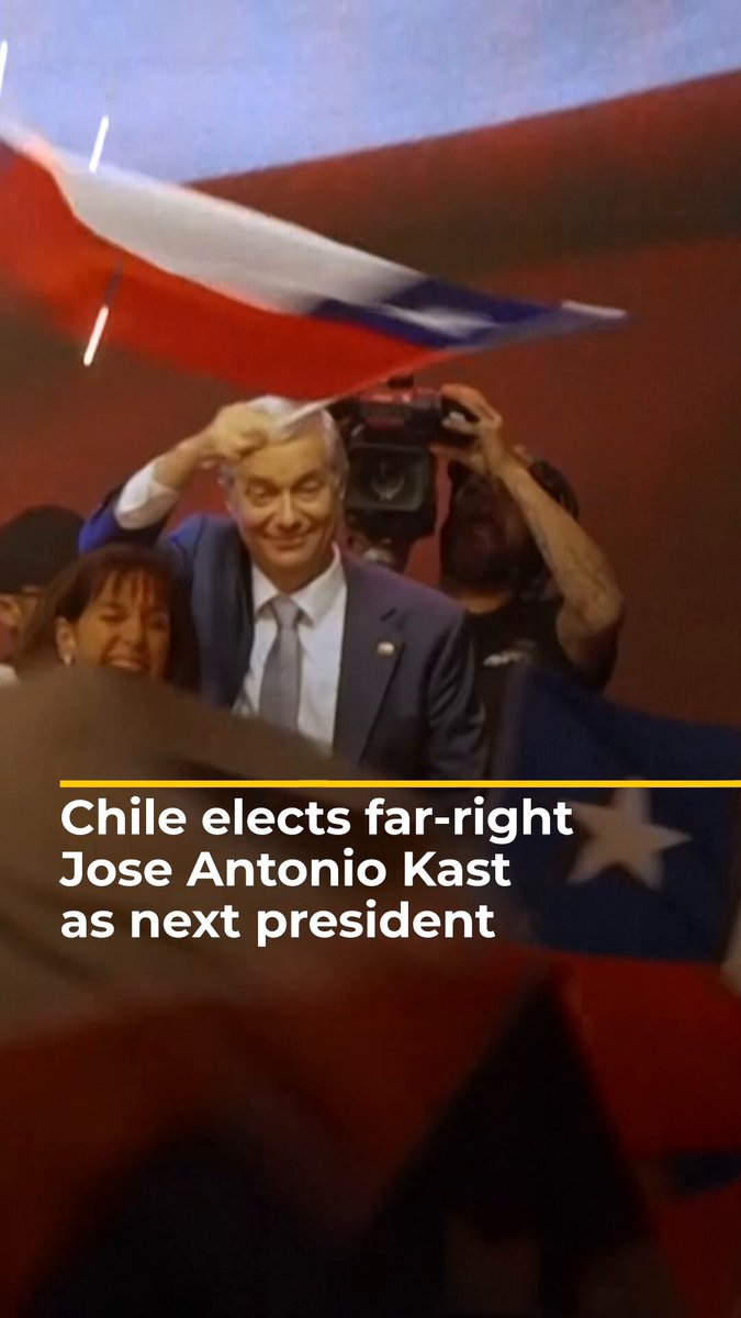 Far-right candidate Jose Antonio Kast has won a run-off election to become Chile’s 38th president, ousting the centre-left government currently in power. Al Jazeera’s Lucia Newman has been with supporters celebrating in the capital Santiago.
