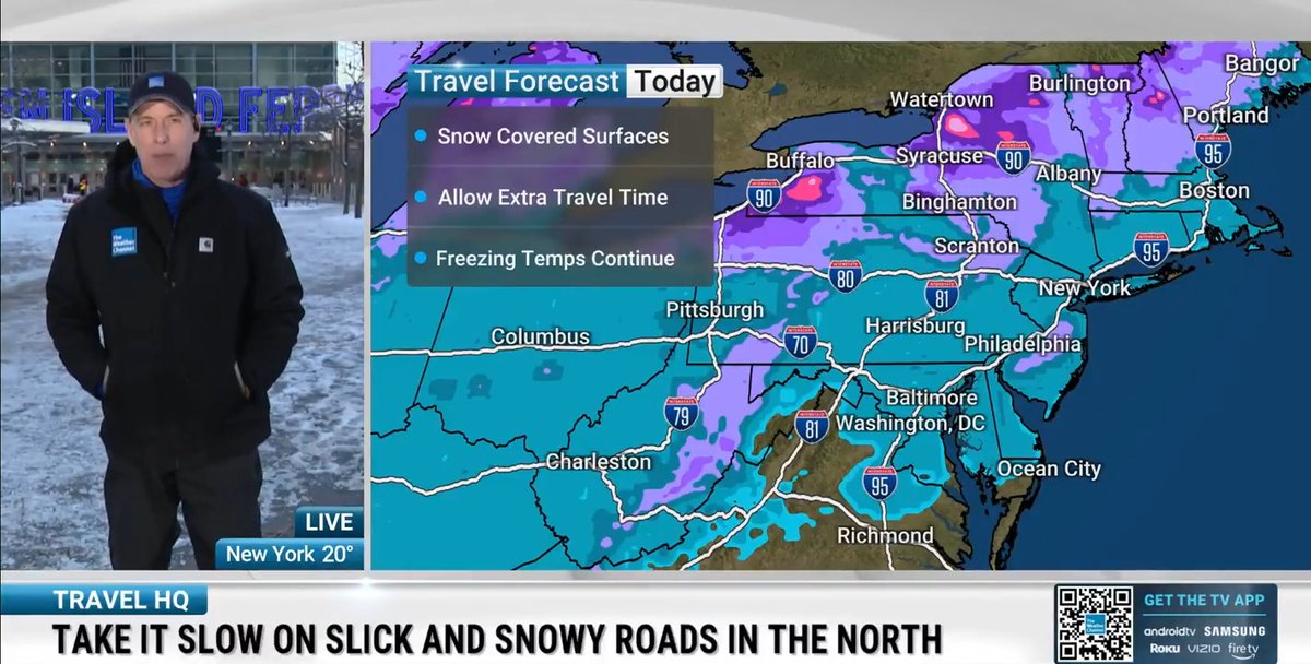 Meteorologist ReynoldsWolf is live in New York City Monday morning reporting on roadway conditions and freezing temperatures impacting the Northeast.