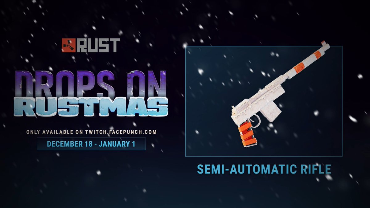 Deck the halls. Raid your neighbours. Rustmas Drops are BACK! 🎅☢️🎄 Here's the Twitch offering for the festive period. The Rustmas event runs from 18th Dec - 1st Jan. Beware of scams! Only sync your accounts here: