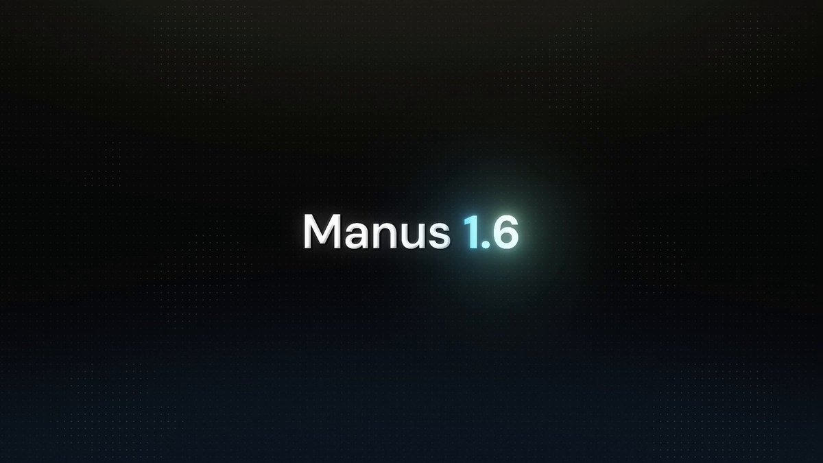 It's here. Manus 1.6 is now live We've upgraded our core agent architecture for more complex work with less supervision. Here's what that means for you 👇