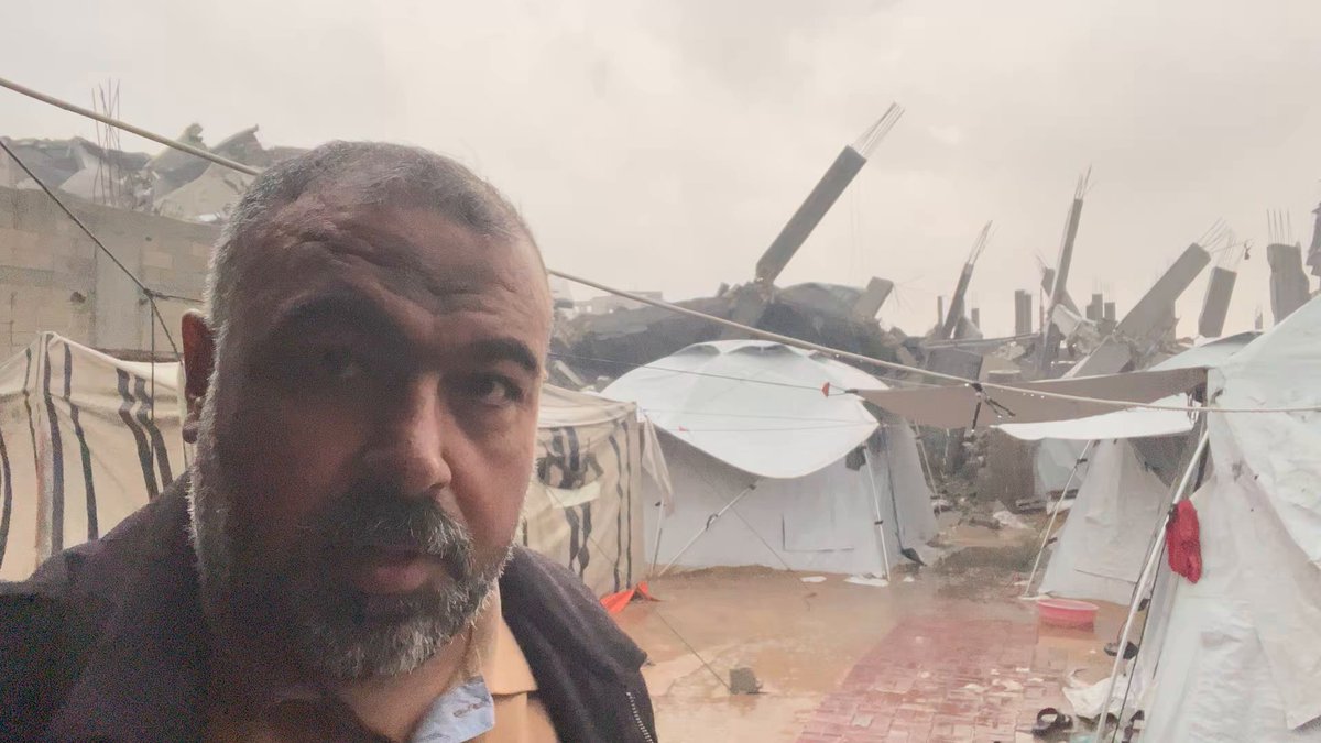 Now Heavy rainstorm is hitting Gaza.. These are my children’s tents..