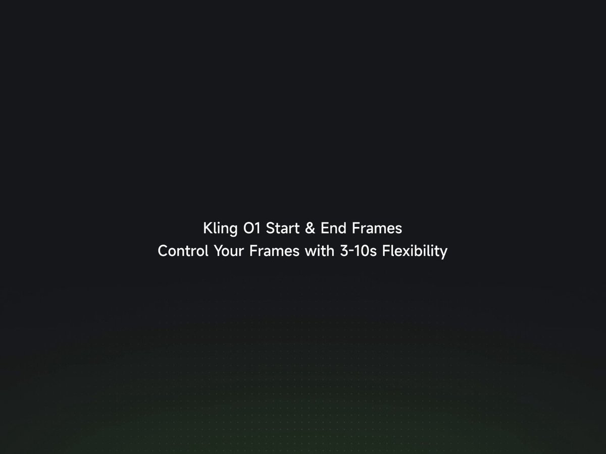 Your frames. Your timing. Kling VIDEO O1 now supports Start & End Frames generation with freely selectable durations from 3- 10s, giving you smoother transitions and more control over pacing. From fast, high-impact moments to fully immersive cinematic shots—your story moves the way you intend. Plus, Video O1 model now supports 720p mode, retaining all the core features of the 1080p model. Try it now in Kling VIDEO O1.