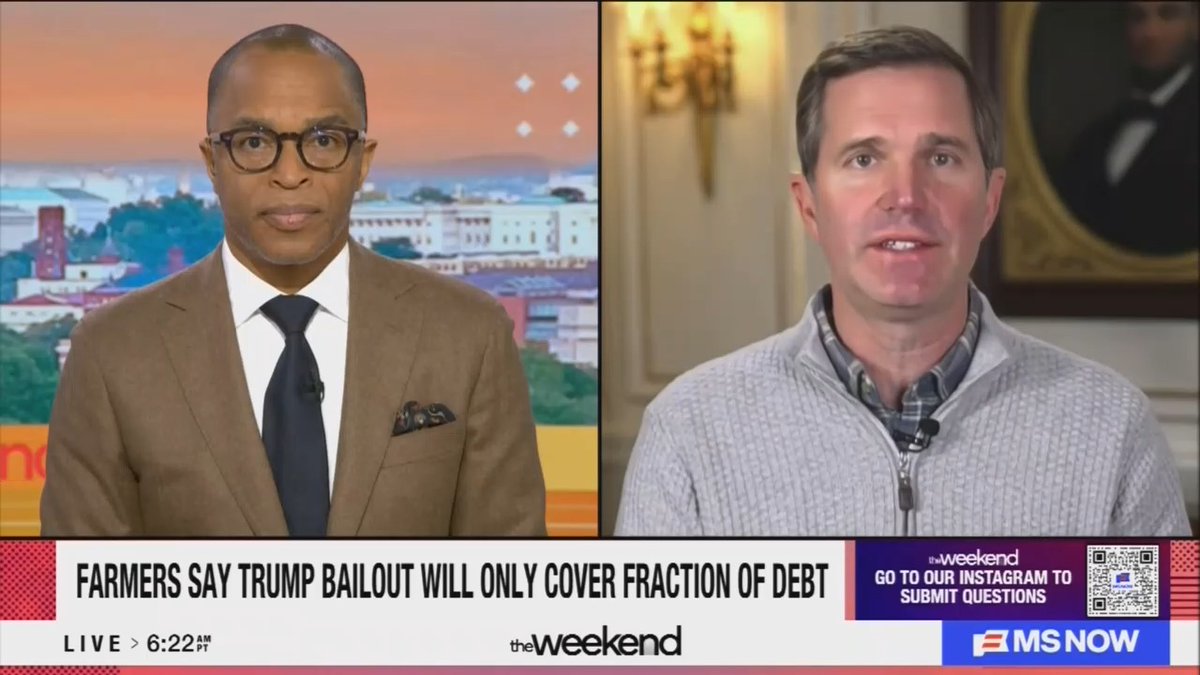 Gov. Beshear: This bailout is coming because of Donald Trump's policies. His tariffs have pushed China to now purchase soybeans from Brazil and Argentina. This bailout might help this year, but those farmers now don't have a the biggest market for that crop. They're seeing it, they're feeling it, and they're speaking up.