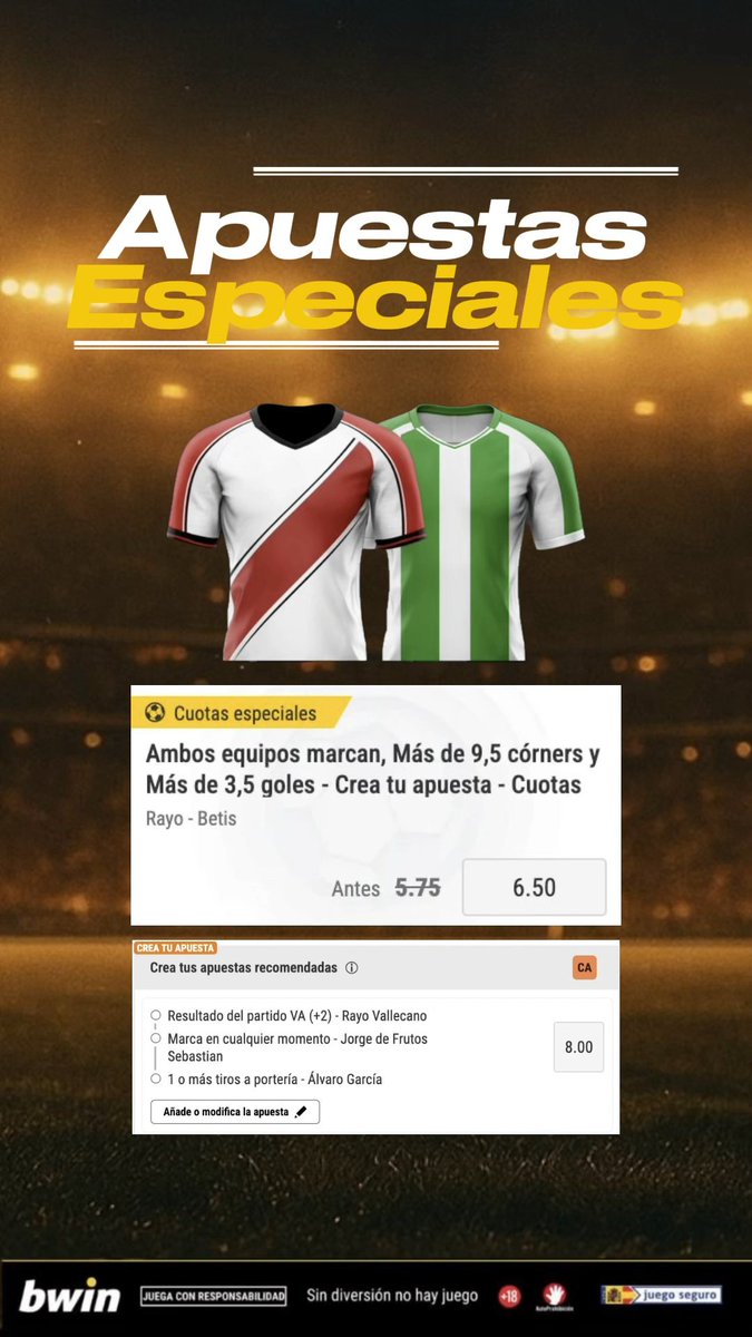 Rayo vs Betis por cerrar la jornada 16 ⚡️El Rayo llega con 5 sin ganar LaLiga… y el Betis defiende plaza europea🔥 ⭐️Echa un vistazo a las Apuestas Especiales para este partido 📲