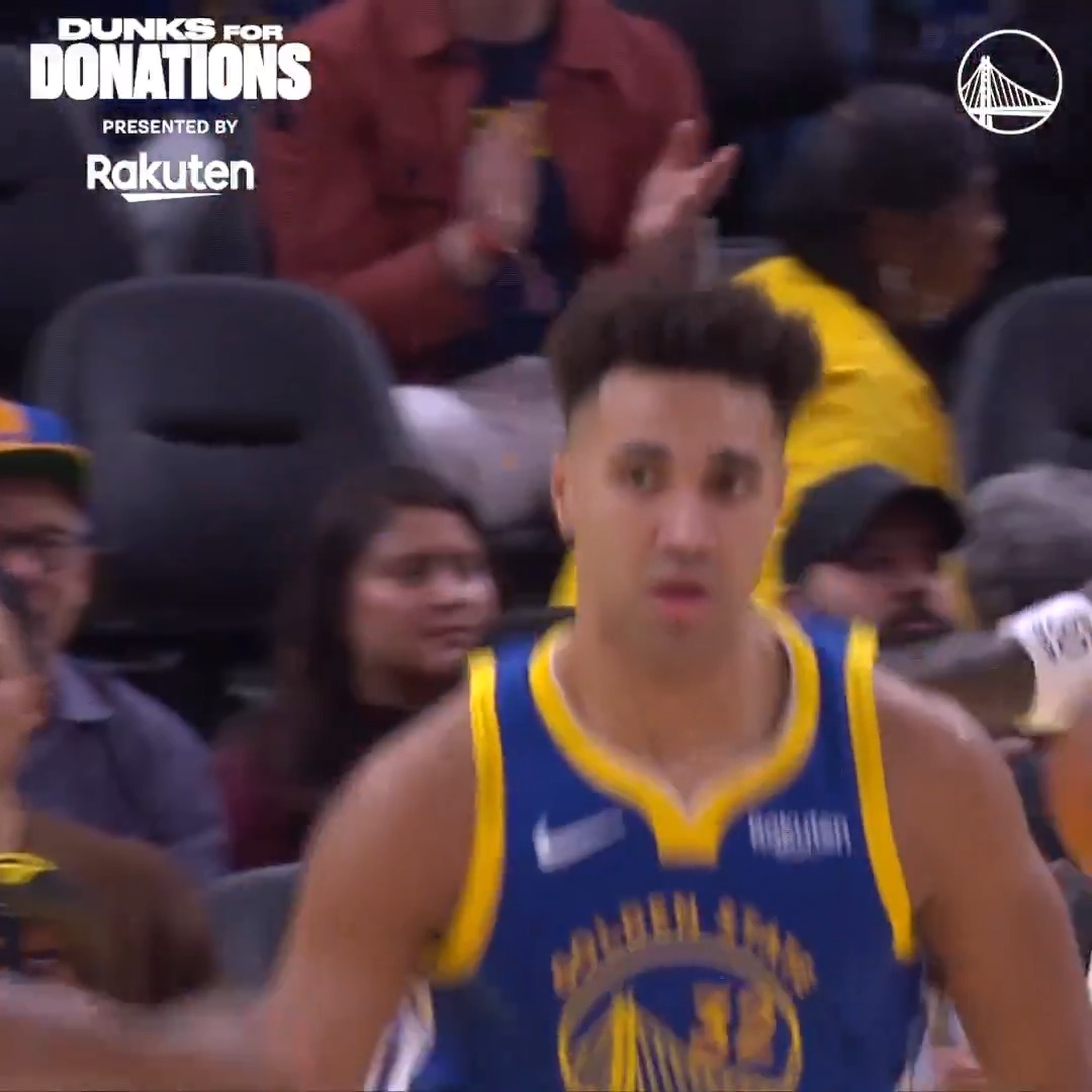 The Dubs have 75 dunks so far this season, resulting in $187,500 raised for the Warriors Community Foundation, courtesy of Rakuten Dunks for Donations || #DubNation