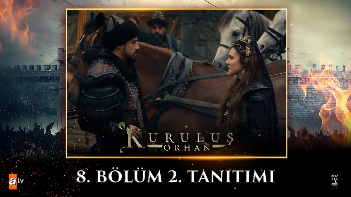 “Ardımda bıraktığım binlerce Türk erinden biri, elbet bir gün intikamımı alacaktır!" 8. Bölüm 2. Tanıtımı Sizlerle! #KuruluşOrhan nefes kesen yeni bölümüyle Çarşamba saat 20.00'de atv’de! 🔥 Bozdağ Film atv