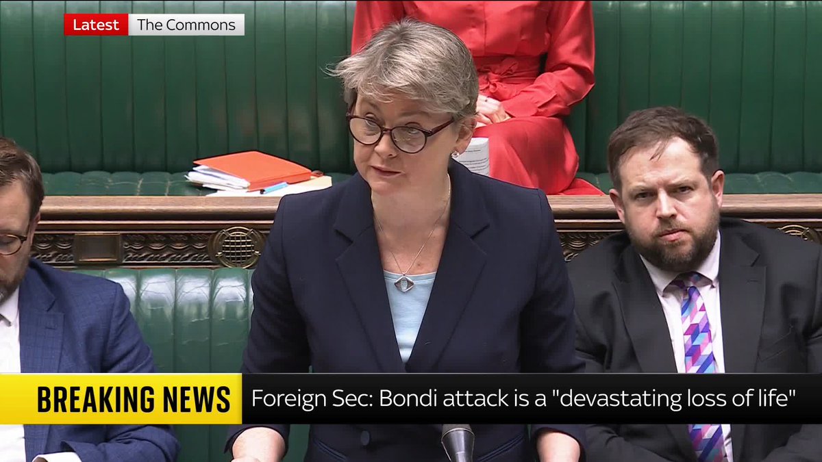 "We will never let hatred win." Foreign Secretary Yvette Cooper describes the mass shooting at Sydney's Bondi Beach as a "vile, antisemitic terrorist attack", and confirms that one of the victims was a British national. Latest ➡️ 📺 Sky 501 & YouTube