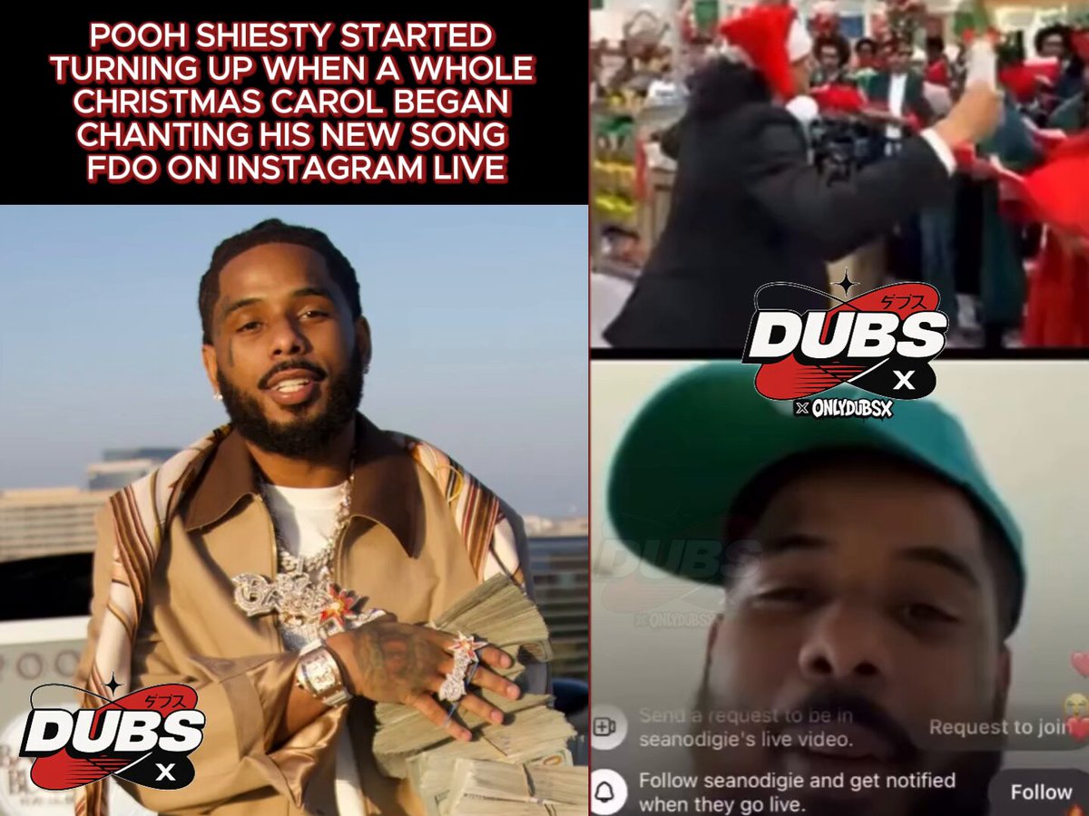 Pooh Shiesty started turning up when a whole Christmas carol began chanting his new song FDO on IG live 😭🎄