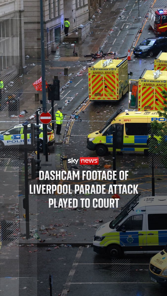 Dashcam footage from inside Paul Doyle's car, which he used to plough into a crowd of people attending the parade for Liverpool's title win, has been shown in court. Our north of England correspondent Greg Milam reports ⬇️ Read more 🔗