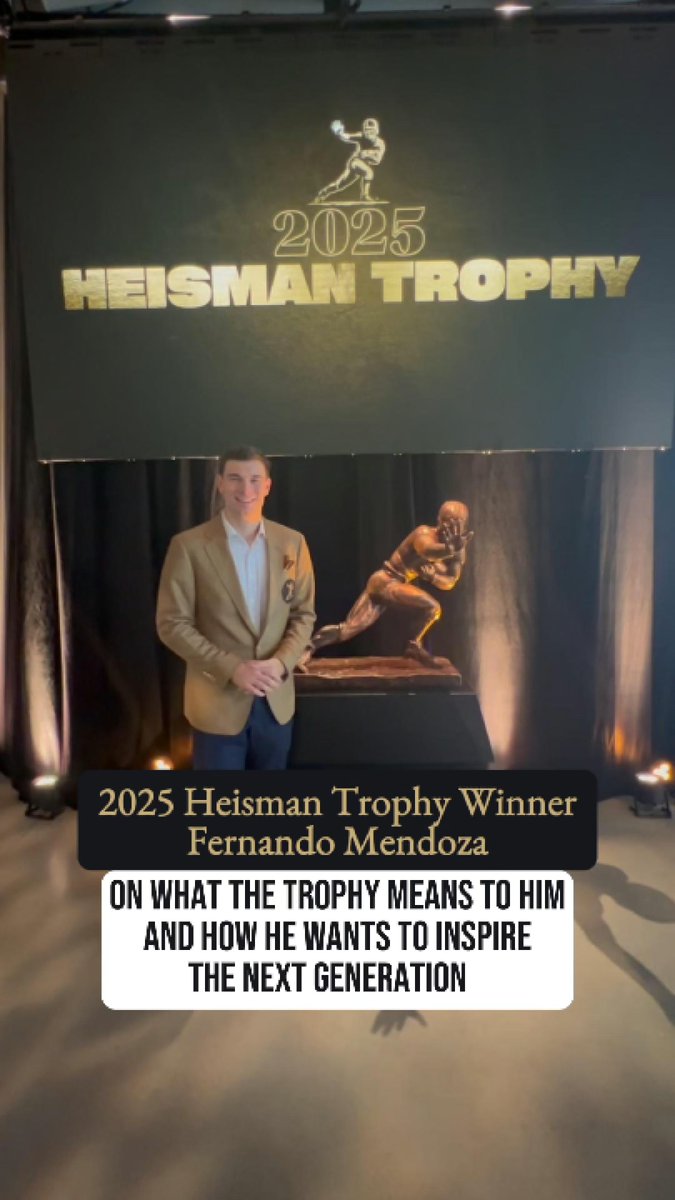 The 2025 Heisman Trophy winner Fernando Mendoza reflects on what the Heisman means to him and the people he hopes to inspire. #MoreThanATrophy