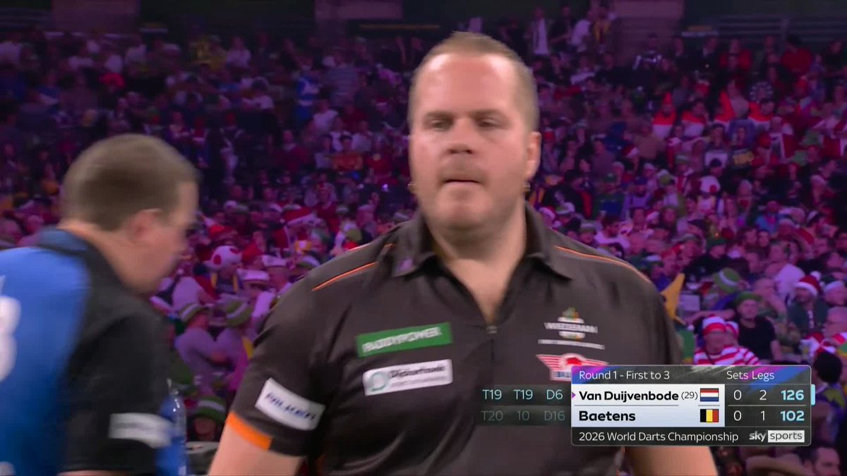 DIRK DRAWS FIRST BLOOD! Impressive start from both players, but it's Dirk van Duijvenbode who claims the opening set at the expense of debutant Andy Baetens! 📺 #WCDarts | R1