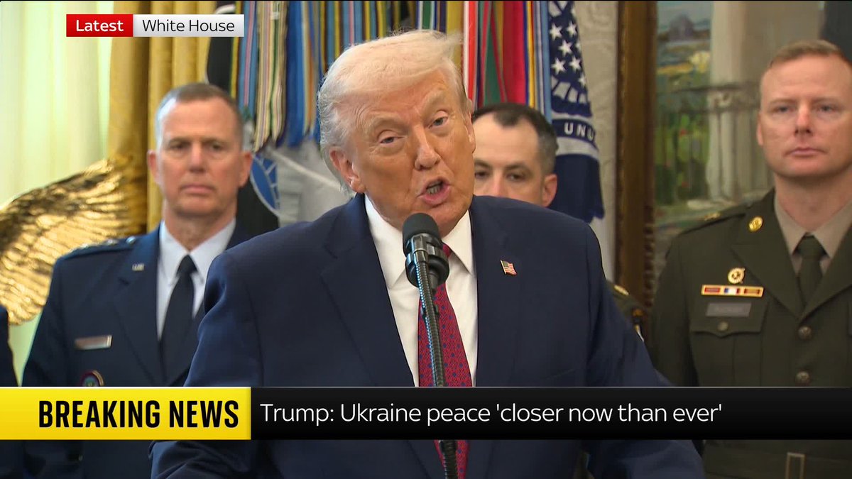 US President Donald Trump says he thinks "we're closer now than we have been ever" to reaching a Ukraine peace deal. His comments come after European leaders met for talks in Berlin today. Latest ➡️ 📺 Sky 501, Virgin 602, Freeview 233 and YouTube