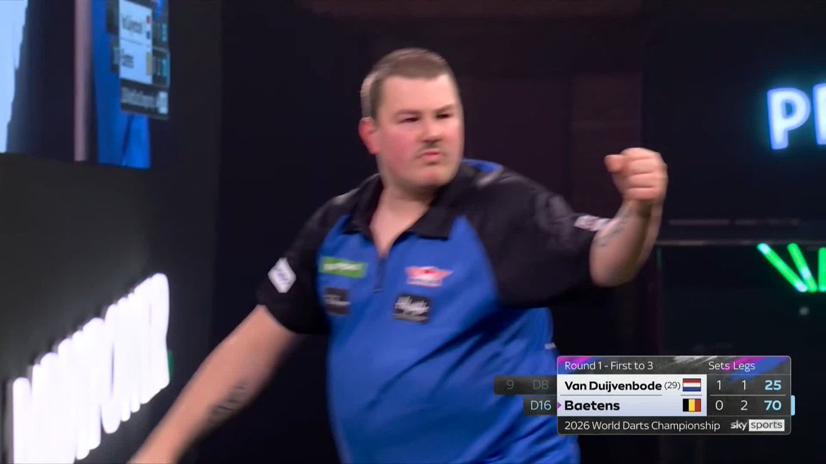 BAETENS RESTORES PARITY! Andy Baetens cleans up 250 in just six darts to level up proceedings against Dirk van Duijvenbode! 📺 #WCDarts | R1