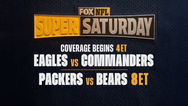 Join us this weekend for Super Saturday on FOX🏈 1️⃣ Philadelphia Eagles vs Washington Commanders 2️⃣ @Packers vs Chicago Bears 📺: Coverage begins 4pm ET!