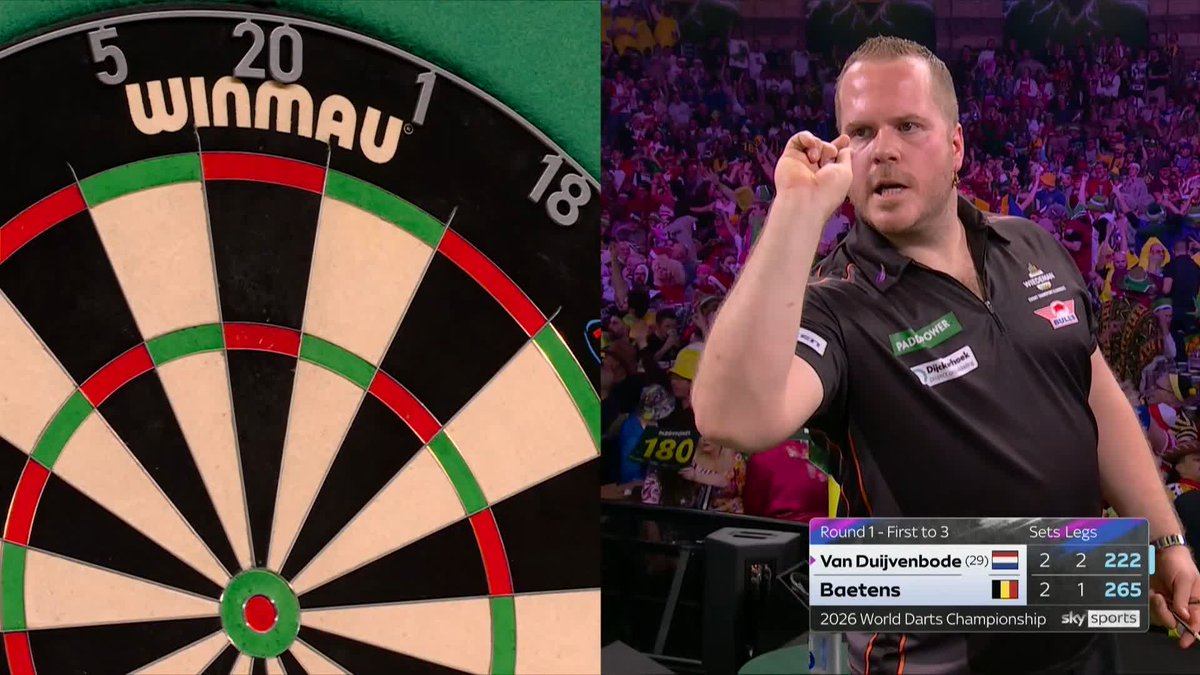 VAN DUIJVENBODE WINS A THRILLER! Dirk van Duijvenbode puts in a monumental final set to beat Andy Baetens 3-2. 📺 #WCDarts | R1