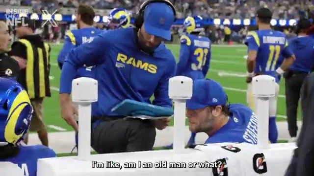 Matthew Stafford shouted at Kyren Williams in the middle of a play, "GREAT BALL SECURITY!" 😂 "Am I an old man or what?" Inside the NFL Week 15 Mic'd Up on X