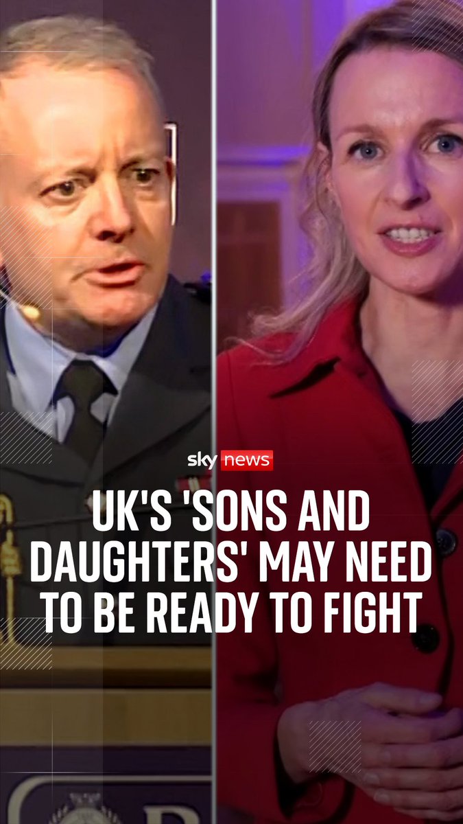 The Chief of the Defence Staff has warned the UK's 'sons and daughters' may need to be ready to fight, following a separate speech from the Head of MI6, who also warned of Russia's growing threat. Sky’s Deborah Haynes has more