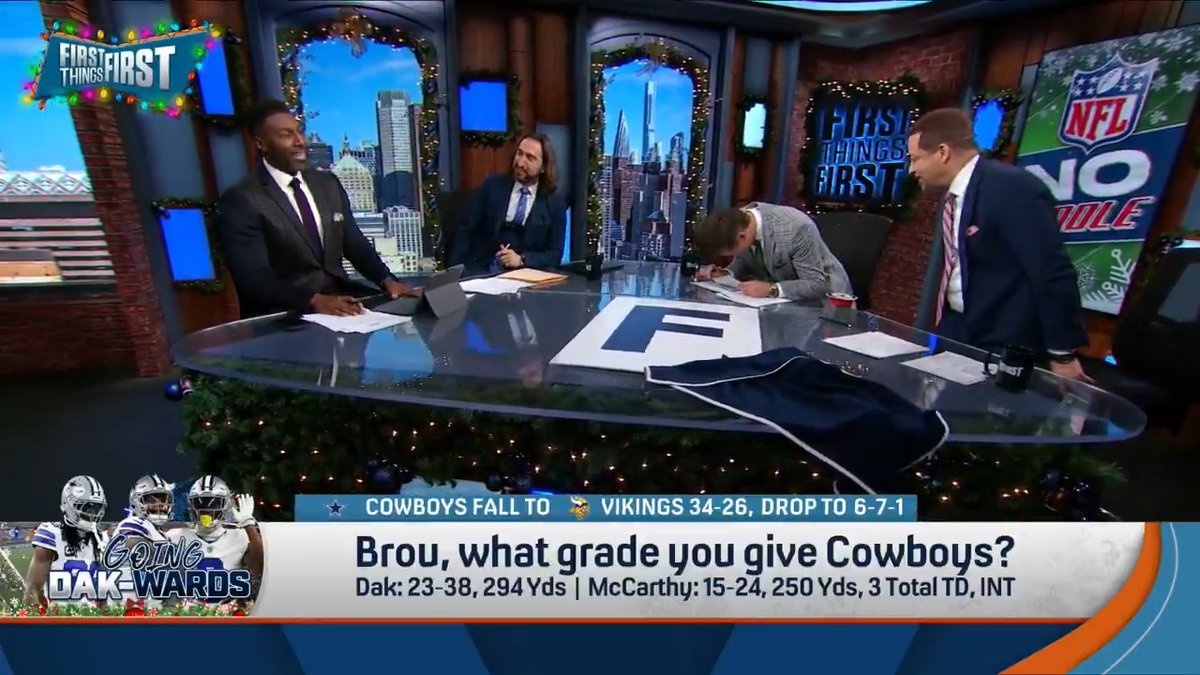 Professor Chris Broussard brought out the button to grade the Cowboys 😅 “Dallas, you’re playing for a playoff spot. Minnesota, you’re not. Dallas, you’re at home, Minnesota is not." 😭