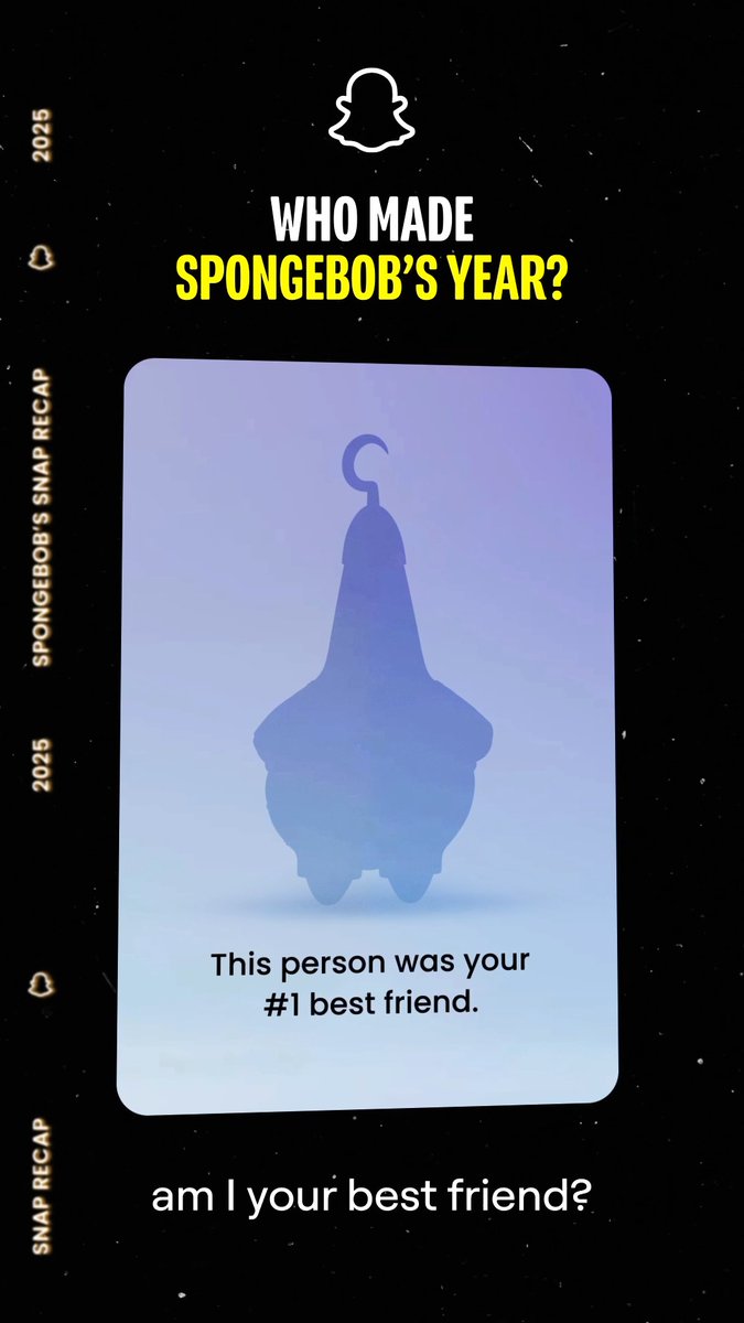 Spongebob's #1 best friend reveal ! check out your #SnapRecap2025 NOW on Snapchat and grab tickets for The #SpongeBobMovie - in theaters everywhere FRIDAY! 🎟️ Paramount Pictures
