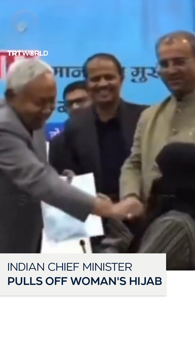 A widely shared video from eastern India shows Bihar chief minister Nitish Kumar pulling down the hijab of a female doctor during a public ceremony