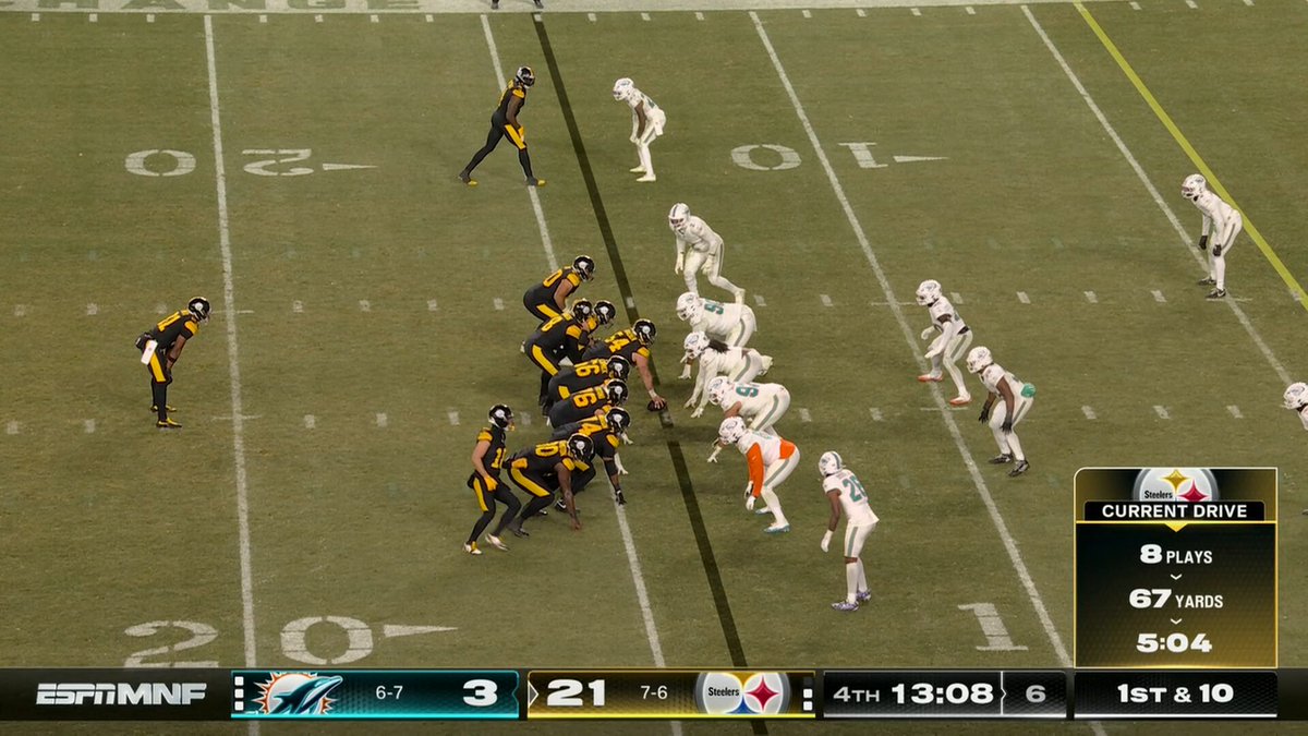 That's TE Jonnu Smith taking the handoff for SIX MIAvsPIT on ESPN/ABC Stream on NFL+ and ESPN App