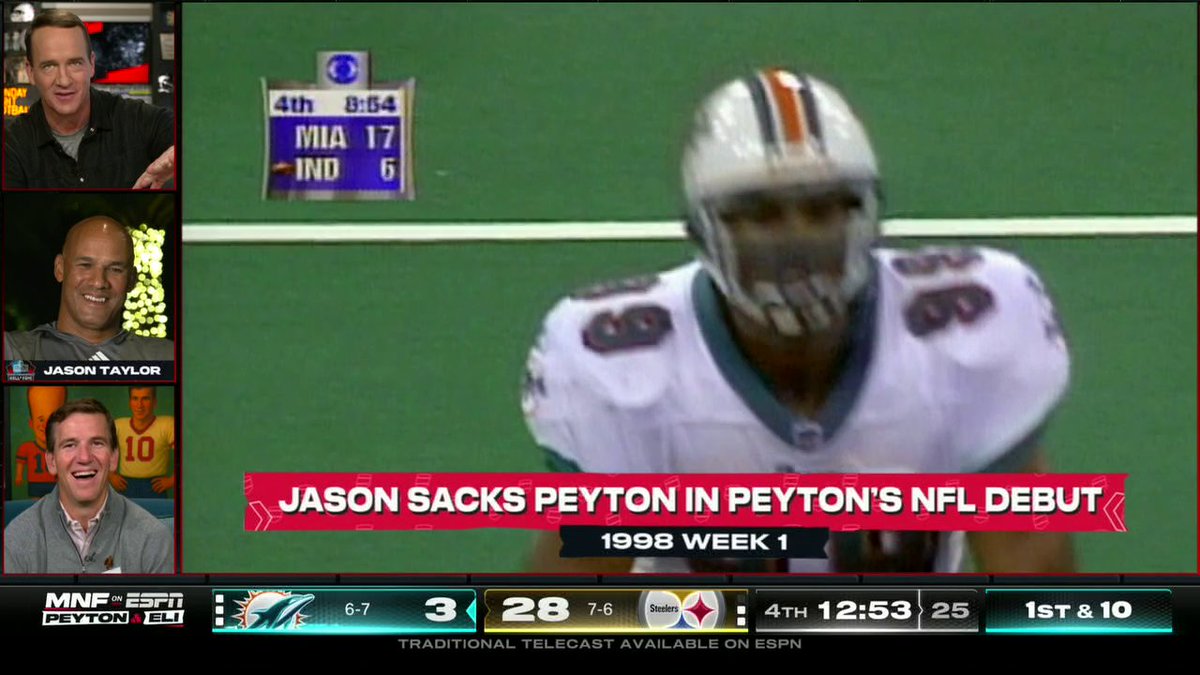 Peyton and Eli pulled out the receipts with Jason Taylor on the ManningCast 😂 Watch the ManningCast on ESPN2 and the ESPN App 🏈 Omaha Productions