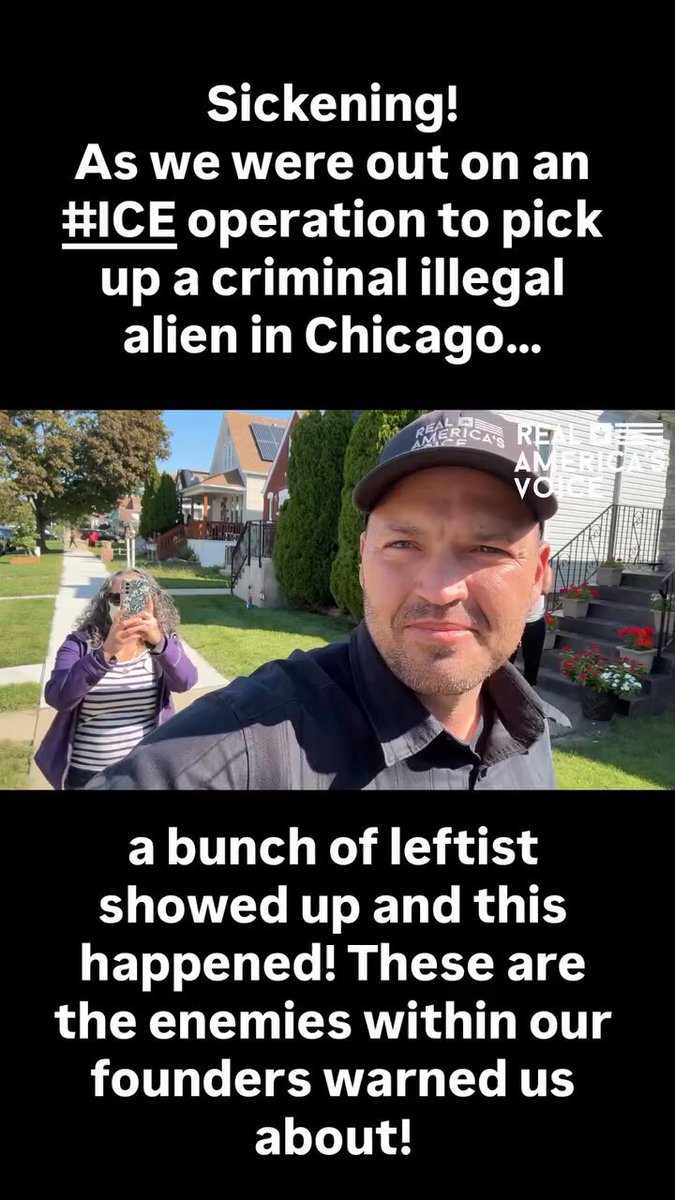 Sickening! As we were out on an #ICE operation to pick up a criminal illegal alien in Chicago, a bunch of leftist showed up and this happened! These are the enemies within our founders warned us about!