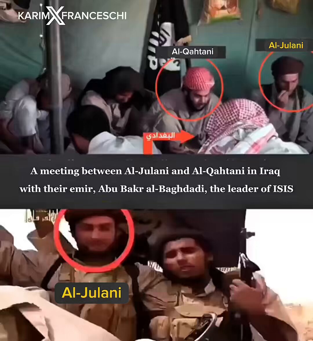 Archive footage. This is al-Julani, today Ahmed al-Sharaa, the man President Trump just cited while speaking about fallen U.S. soldiers — filmed inside the ISIS ecosystem, alongside militants, with the ISIS flag behind him. This is the “partner” now entrusted with U.S. troops.