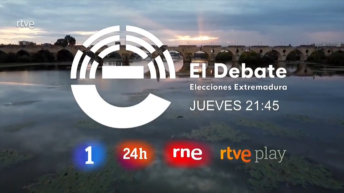 🔸Por primera vez RTVE celebrará un debate electoral en Extremadura. Será este jueves 18 de diciembre: 🔸Se emitirá a las 21:45h en La 1 en desconexión para Extremadura, el Canal 24 horas, Radio 5, RTVEplay y