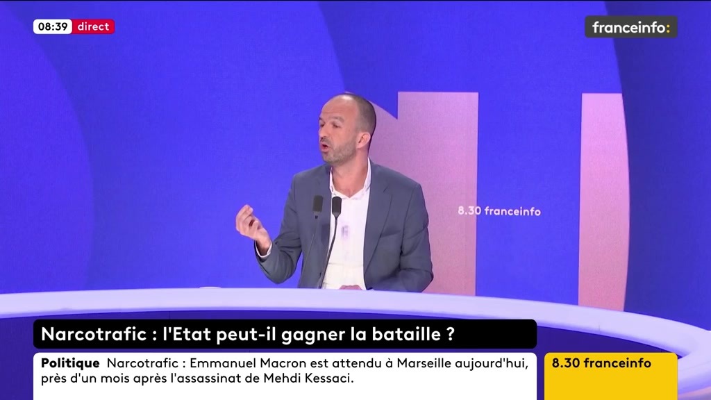 🔴 Lutte contre le narcotrafic ➡️ "Il faut aussi changer de doctrine. Il faut casser le vivier d'argent sur lequel vivent les réseaux de la criminalité organisée. C'est la raison pour laquelle, nous, on plaide pour la légalisation encadrée du cannabis [...]", dit Manuel Bompard