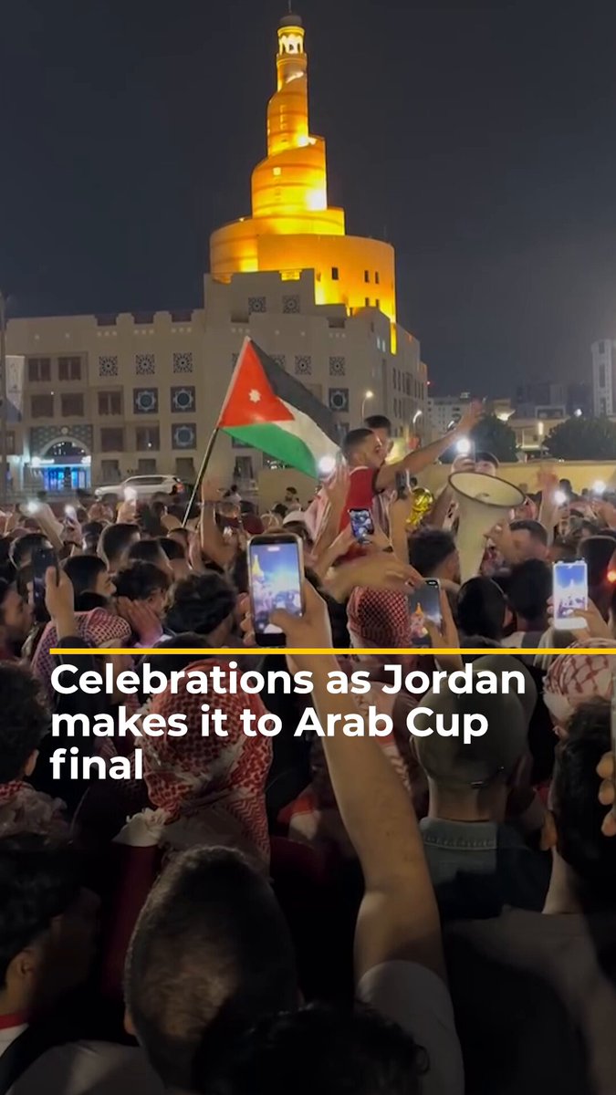 Videos show celebrations after Jordan qualified for football’s Arab Cup final for the first time. Hundreds of Jordanians took to the streets after their team beat Saudi Arabia to secure a place in the final of the tournament in Qatar, where they will face Morocco 👇