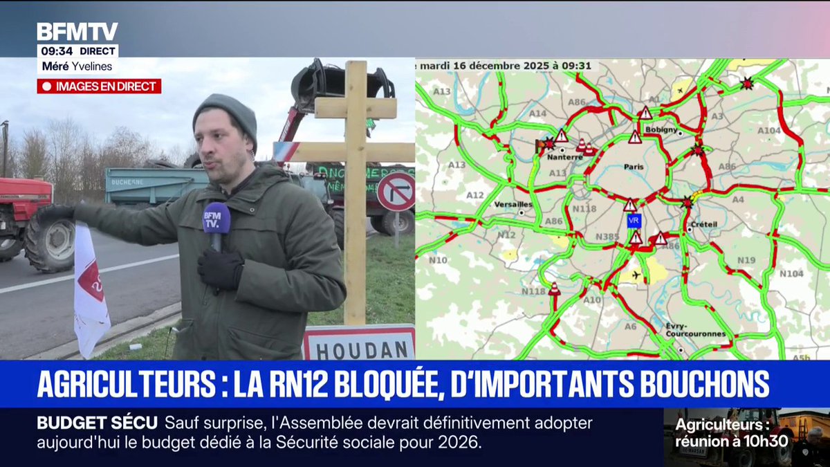 🇫🇷 ALERTE 🇫🇷 - #AgriculteursEnColere : deux voies de la RN12 bloquées dans les Yvelines à 40km de Paris. ⚠️PARTAGER ⚠️ La population est appelé à rejoindre le mouvement ‼️ Un ♥️ pour les soutenir ‼️ Abonnez-vous pour suivre le mouvement