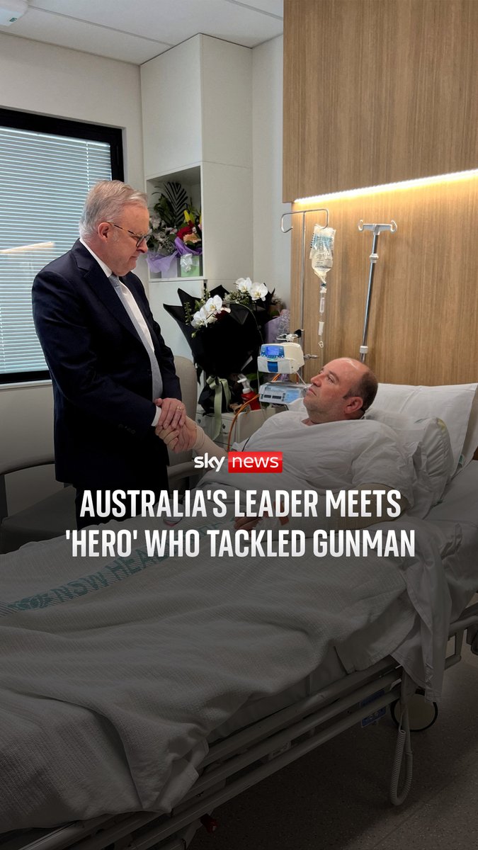 Australian Prime Minister Anthony Albanese met Ahmed al Ahmed, the "Australian hero" who tackled and disarmed one of the Bondi Beach gunmen. In the news conference earlier, he said he 'thanked him for the lives that he helped to save'. 🔗