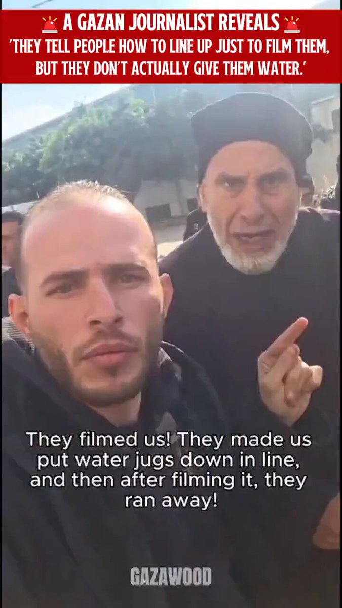 🚨‘They stage water lines, film them, and leave. These are the children they made beg for the camera.’ — A Gazan journalist exposes how scenes are staged in Gaza.