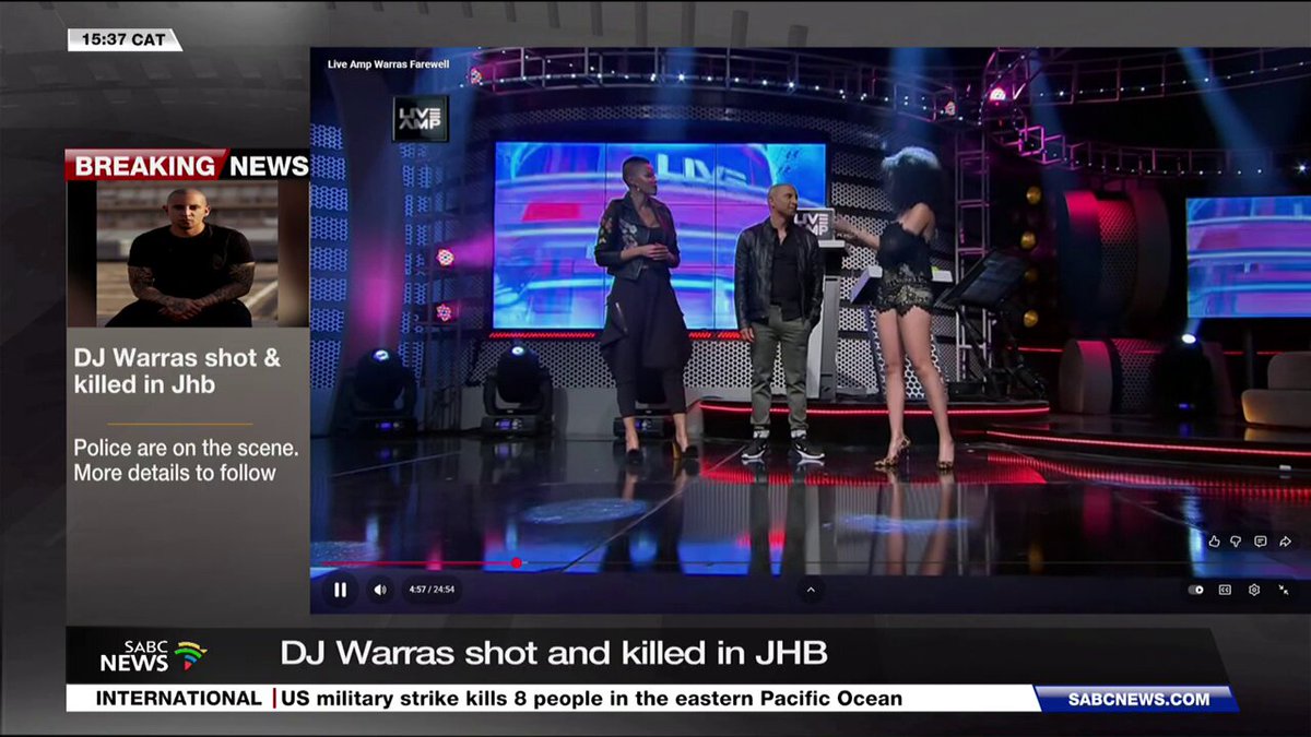 DJ WARRAS | We look back at an old clip from 2018, when colleagues bid farewell to Warrick “DJ Warras” Stock on his final show on SABC One’s Live AMP.