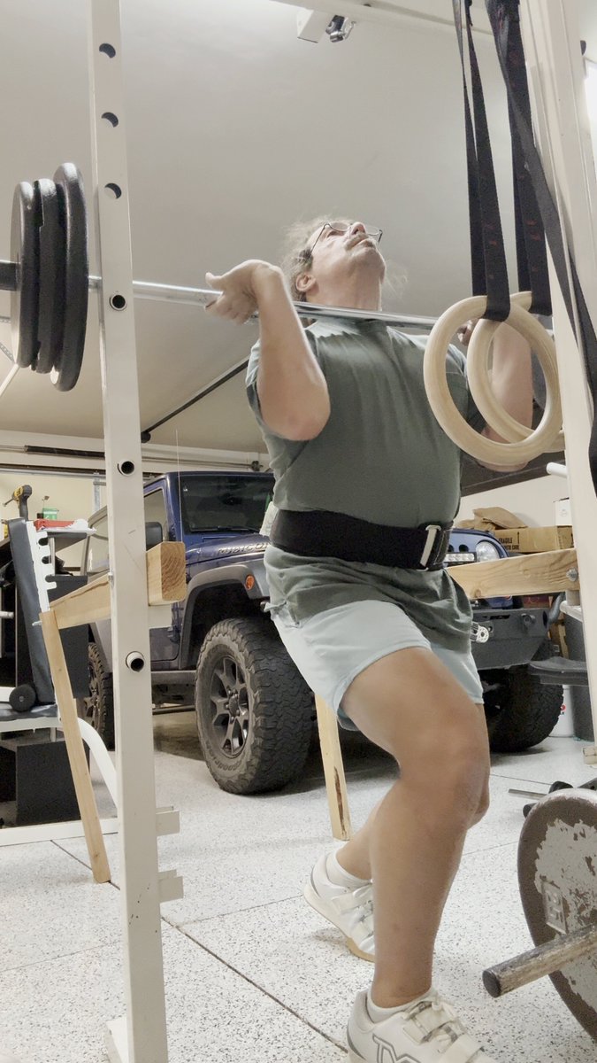 Old Guys Lift: At 64 I can manage a double on the front squat with 220lbs (100kg) and I followed this with a set of overhead squats with 80lbs (36kg). But I still can't muster the athletic coordination to do a clean or a snatch. Christopher Smith