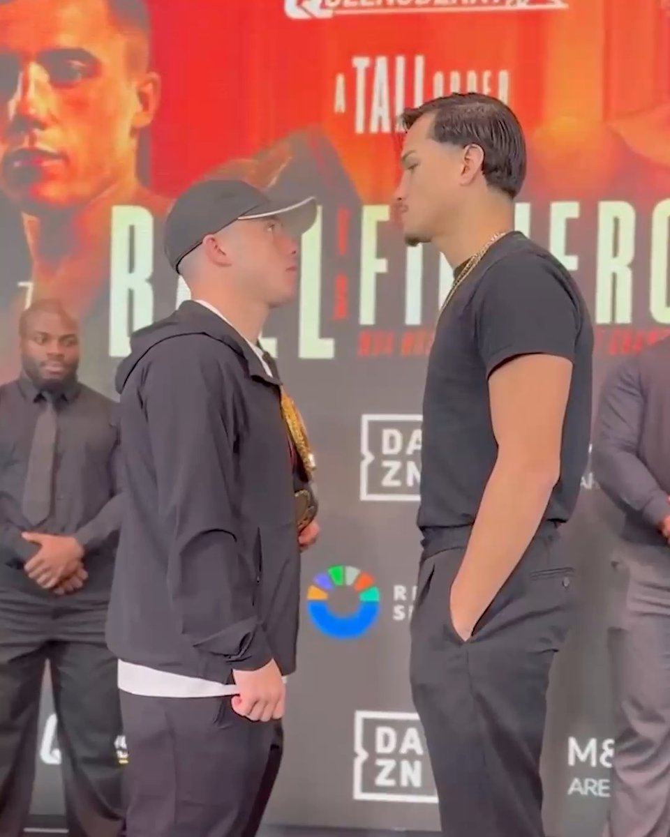 The height difference ๐ Nick Ball has a lengthy face off with Brandon Figueroa ahead of their WBA featherweight world title clash in Liverpool on February 7th.