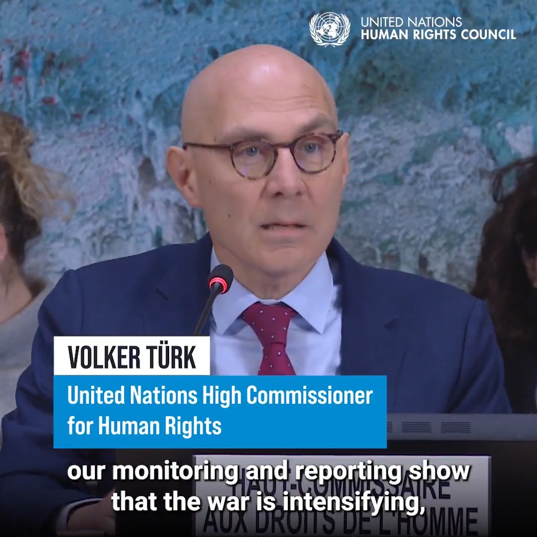 "Nearly 4 years into Russia’s full-scale invasion of Ukraine, the plight of civilians has become even more unbearable," UN Human Rights chief Volker Türk told the United Nations Human Rights Council. "Perpetrators of all human rights & humanitarian law violations must be held accountable."